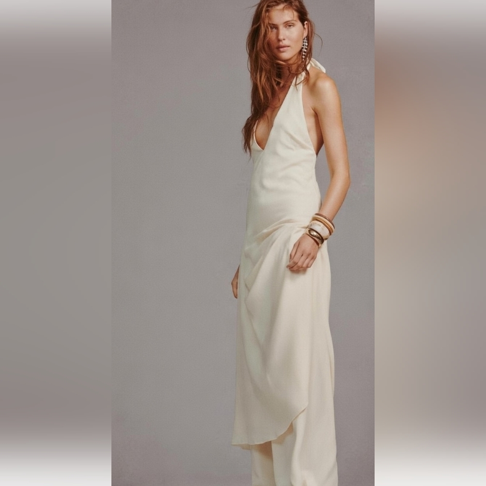 Elegant Zara Cream Halter Dress